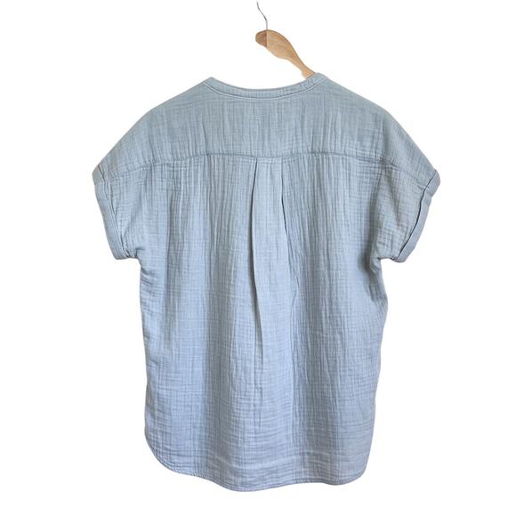 Faherty Dream Cotton Gauze Desmond Blouse Women Shirt Small Green Organic Cotton - Picture 2 of 7